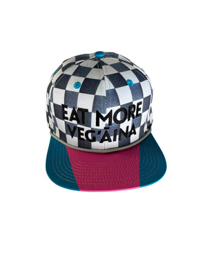 Checkers and bubble gum flatbill hat