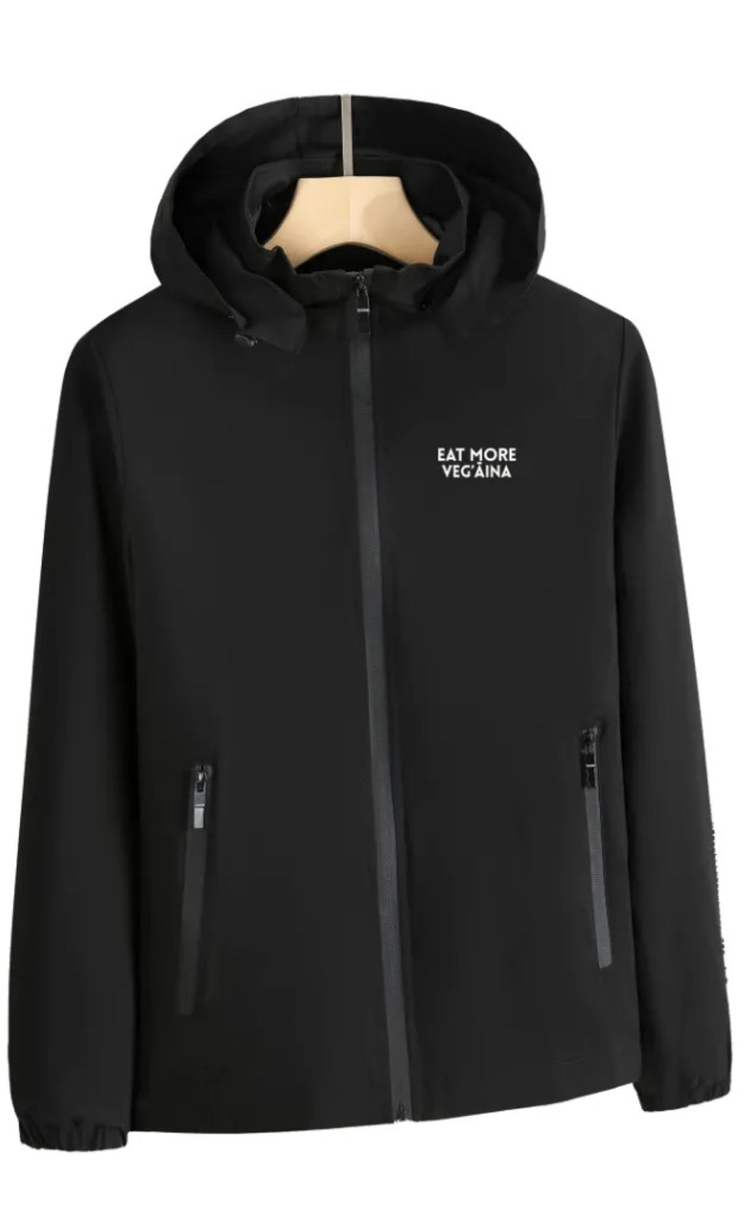 Eat More VegʻĀINA Black Rain Jacket