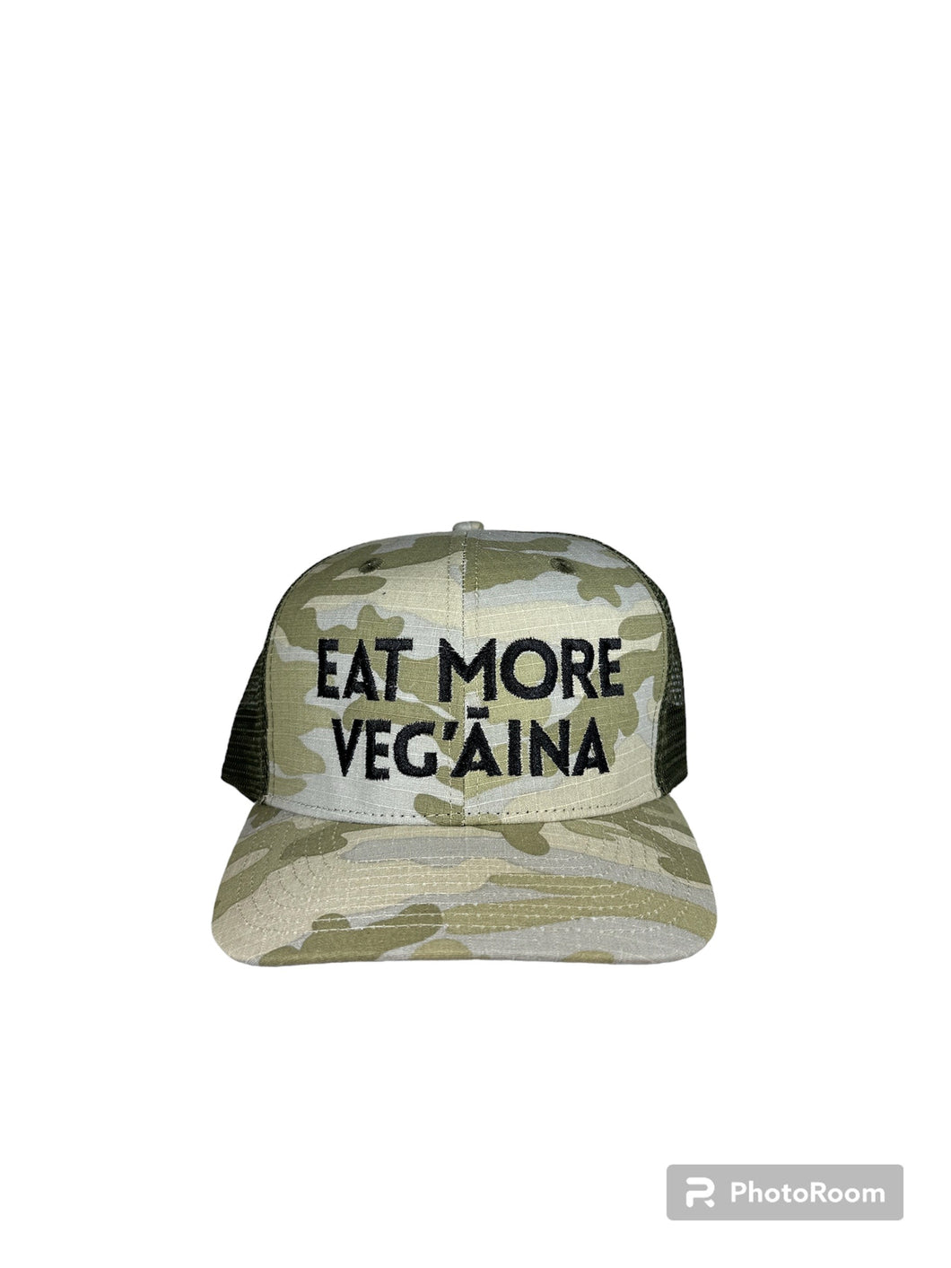 Eat More VegʻĀINA Camo Curve Bill Hat